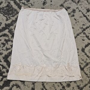 Vintage 1950s 1960s Light Pink Nylon  Half Slip With Floral Trim Size Small